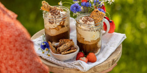 Beitragsbild des Blogbeitrags SOMMERLICH CREMIGE KAFFEEMOMENTE MIT NATURATA! Eiskaffee mit homemade Vanilleeis & Nuss-Hippen 