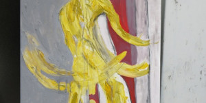 Beitragsbild des Blogbeitrags Der gelbe Mann – Atelierbild Nr.1