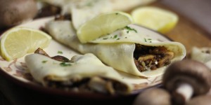 Beitragsbild des Blogbeitrags Gefüllte Pfannkuchen mit Champignons und Linsen 