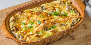 Beitragsbild des Blogbeitrags Pilz Lasagne, Genuss ohne Fleisch, man vermisst nichts und man wird satt!