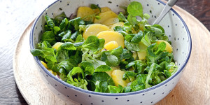 Beitragsbild des Blogbeitrags Kartoffel Vogerl Salat, eine gelungene Beilage zu vielen Gerichten, ganz einfach!