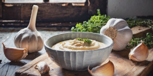 Beitragsbild des Blogbeitrags Knoblauch Dip, passend zu vielen Gerichten oder Knabbereien, fertig in 10 Minuten!
