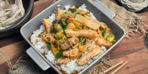 Beitragsbild des Blogbeitrags Schweinesteak aus dem Wok, wenn Produkte weg müssen, in 15 Minuten fertig!