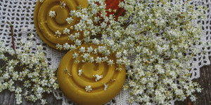 Beitragsbild des Blogbeitrags Feste Handcreme oder Body Melts mit Holunderblüten 
