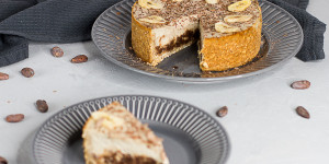 Beitragsbild des Blogbeitrags Bananen-Schoko-Cheesecake … (vegan, gf)
