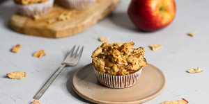 Beitragsbild des Blogbeitrags Apfelmuffins mit Streusel … (vegan)