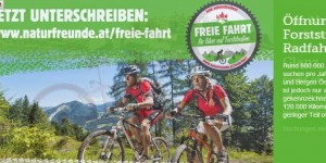 Beitragsbild des Blogbeitrags Jetzt unterschreiben! Freie Fahrt für Mountainbiker auf Forststrassen 