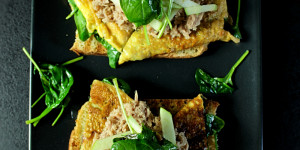 Beitragsbild des Blogbeitrags Spinatomelette-Sandwich mit Thunfisch 