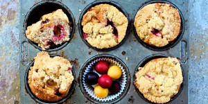 Beitragsbild des Blogbeitrags Kriecherl Muffins mit Streusel 