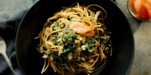 Beitragsbild des Blogbeitrags Räucherlachs Spaghetti