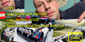 Beitragsbild des Blogbeitrags LIVE Lego bauen auf YouTube Lego Technic 42109 App-Crontrolled Top Gear Rally Car 