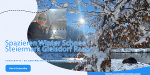 Beitragsbild des Blogbeitrags Spazieren Winter Schnee Steiermark Gleisdorf Raab mit dem Smartphone 