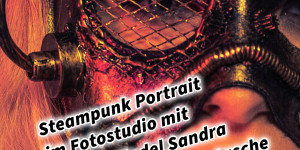 Beitragsbild des Blogbeitrags Steampunk Portrait im Fotostudio mit Female Model Sandra Bildbearbeitung Retusche