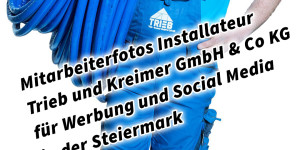 Beitragsbild des Blogbeitrags Mitarbeiterfotos Installateur Trieb und Kreimer GmbH & Co KG für Werbung und Social Media in der Steiermark 