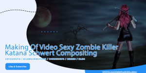 Beitragsbild des Blogbeitrags Making Of Video Sexy Zombie Killer Katana Schwert Compositing Female Model Julia mit Adobe Photoshop