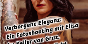 Beitragsbild des Blogbeitrags Verborgene Eleganz: Ein Fotoshooting mit Elisa im historischen Keller von Graz. Elisa im Scheinwerferlicht des Grazer Gewölbes. Eleganz in der Dunkelheit: Modefotografie mit Elisa in Graz 