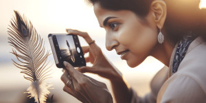 Beitragsbild des Blogbeitrags Fototipp mit dem Smartphone: Nahe ran und tief runter statt aus der Hüfte schießen! Feder im Gegenlicht. Fotografieren und Filmen mit dem Smartphone: Bessere Fotos und Videos mit dem Handy für Freizeit, Hobby und Business