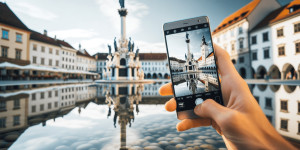 Beitragsbild des Blogbeitrags Spiegelungen im Wasser fotografieren und filmen mit dem Smartphone der Pest Gedenksäule am Glavni trg Hauptplatz Maribor. Fotografieren und Filmen mit dem Smartphone für Fotos und Videos: Smartphone-Fotografie: Profi-Tipps mit dem Handy für Freizeit, Hobby und Business 