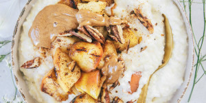 Beitragsbild des Blogbeitrags Hirse-Porridge mit Bratapfel