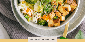 Beitragsbild des Blogbeitrags Gemüsereis mit gebratenem Tofu 