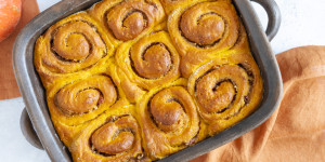 Beitragsbild des Blogbeitrags Kürbis Zimtschnecken