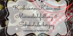 Beitragsbild des Blogbeitrags Süß & steirisch: Kürbiskernkekse mit Marmeladefüllung und Schokoglasur