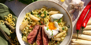 Beitragsbild des Blogbeitrags Ringoli mit Bärlauch Aglio Olio und Filetstreifen 