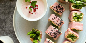 Beitragsbild des Blogbeitrags Schinken-Spargel Sushi