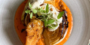 Beitragsbild des Blogbeitrags Stöcklkraut mit gerösteter Paprikacreme nach traditioneller Hausmannsart 