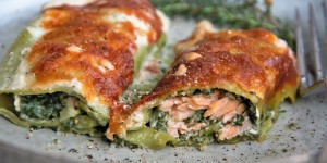 Beitragsbild des Blogbeitrags Gerollte Lasagne mit Lachs und Spinat 