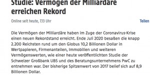 Beitragsbild des Blogbeitrags Das Geld zur Bewältigung der #Corona-Krise ist da: Der extreme Reichtum einiger …