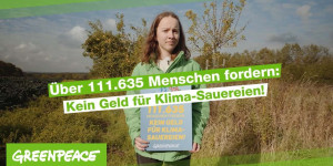 Beitragsbild des Blogbeitrags Über 111.635 Menschen fordern: Kein Geld für Klima Sauereien | Greenpeace Deutschland