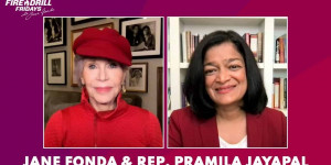 Beitragsbild des Blogbeitrags Fire Drill Friday mit Jane Fonda und Kongressabgeordneter Pramila Jayapal | Greenpeace USA