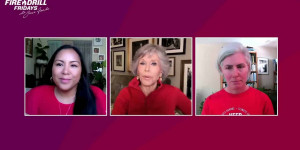 Beitragsbild des Blogbeitrags Fire Drill Friday mit Jane Fonda, Kassie Siegel und Darryl Molina Sarmiento | Greenpeace USA