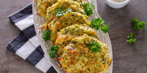 Beitragsbild des Blogbeitrags Zucchinipuffer (aus dem Ofen)