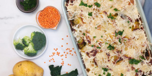 Beitragsbild des Blogbeitrags Veganes Kartoffel-Gemüse Gratin 