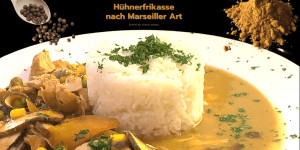 Beitragsbild des Blogbeitrags Hühnerfrikassee nach Marseiller Art