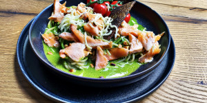 Beitragsbild des Blogbeitrags Lachs-Spinat-Linguini 