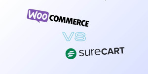 Beitragsbild des Blogbeitrags SureCart oder WooCommerce – Onlineshop Systeme für WordPress im Vergleich