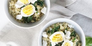 Beitragsbild des Blogbeitrags Eat Seasonal: Quinoa Lunch Bowl mit Mangold, Ziegenkäse & Ei 
