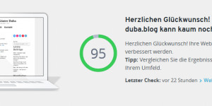 Beitragsbild des Blogbeitrags Duba.blog hat 95 % bei Website-Checker von IONOS 