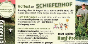 Beitragsbild des Blogbeitrags Hanffest bei Schiefer in Lanzendorf 