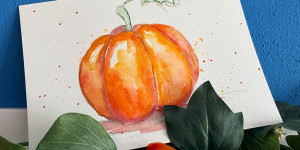 Beitragsbild des Blogbeitrags Malen Anfänger: Kürbis in Aquarell