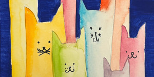 Beitragsbild des Blogbeitrags Malen Anfänger: Katzen einfach und bunt
