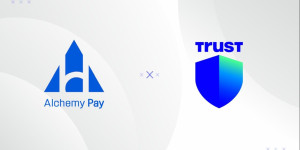 Beitragsbild des Blogbeitrags Trust Wallet und Alchemy Pay arbeiten zusammen für nahtlose Krypto-Rampenlösungen.