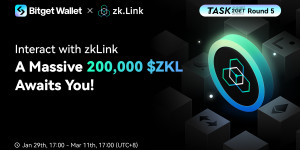 Beitragsbild des Blogbeitrags Bitget Wallet startet Task2Get Staffel 5: zkLink Interaction Rewards Journey 