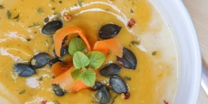 Beitragsbild des Blogbeitrags Kürbis-Karotten Süppchen