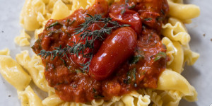 Beitragsbild des Blogbeitrags Zitronen Pasta mit Tomaten-Paprika-Sauce 