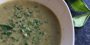 Beitragsbild des Blogbeitrags Suppe mit Bärlauch, Ingwer und Sojasauce 