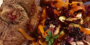 Beitragsbild des Blogbeitrags Jamie Oliver stand Pate, Lammkoteletts mit Karotten und Radicchio